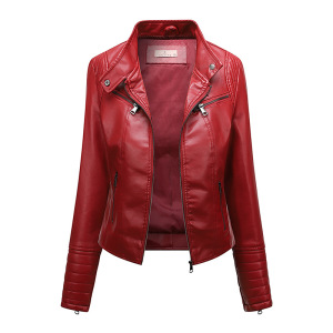 Artificial leather short jacket coat