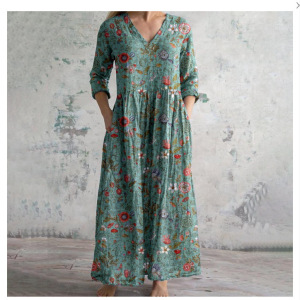 Polyester Casual Loose Long-sleeved Dress