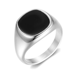Stylish and Simple Personality Stainless Steel Gold Plated Epoxy Glossy Ring Men and Women Accessories Factory Wholesale